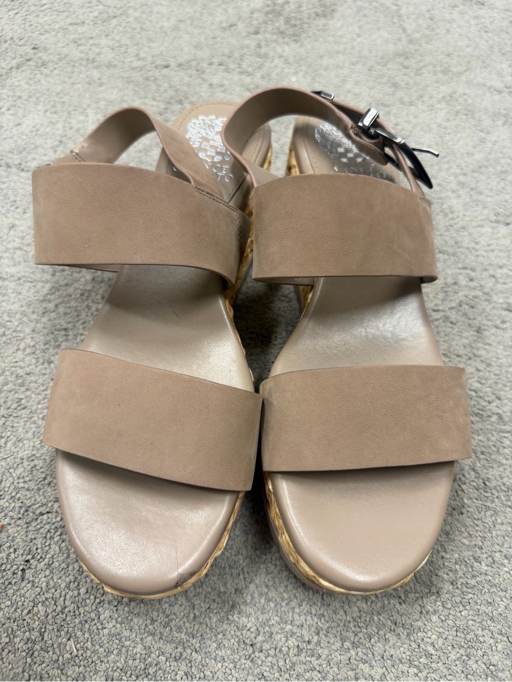 Vince Camuto Neutral Taupe Wedge Sandals with Wide Straps